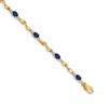 14k Complete Diamond and Oval Sapphire Twisted Link 7 inch Bracelet