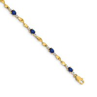Load image into Gallery viewer, 14k Complete Diamond and Oval Sapphire Twisted Link 7 inch Bracelet
