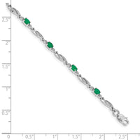 Load image into Gallery viewer, 10k White Gold Diamond and Emerald Bracelet
