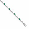 10k White Gold Diamond and Emerald Bracelet