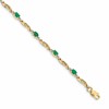 14k Complete Diamond and Oval Emerald Fancy Link 7.25 inch Bracelet