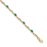 Load image into Gallery viewer, 14k Complete Diamond and Oval Emerald Fancy Link 7.25 inch Bracelet

