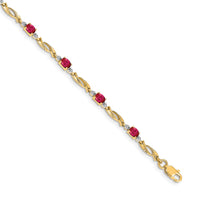 Load image into Gallery viewer, 10k Diamond and Oval Ruby Bracelet
