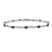 Load image into Gallery viewer, 14k White Gold Complete Diamond and Oval Ruby Fancy Link 7.25 inch Bracelet
