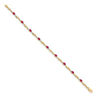 Load image into Gallery viewer, 14k Complete Diamond and Oval Ruby Fancy Link 7.25 inch Bracelet
