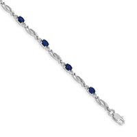 Load image into Gallery viewer, 10k White Gold Diamond and Sapphire Bracelet
