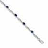 14k White Gold Complete Diamond and Oval Sapphire Fancy Link 7.25 inch Bracelet