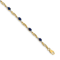 Load image into Gallery viewer, 14k Complete Diamond and Oval Sapphire Fancy Link 7.25 inch Bracelet
