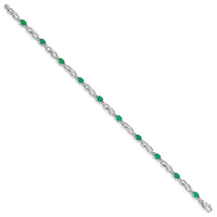 Load image into Gallery viewer, 10k White Gold Diamond and Emerald Bracelet
