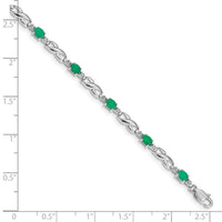 Load image into Gallery viewer, 10k White Gold Diamond and Emerald Bracelet
