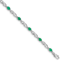 Load image into Gallery viewer, 10k White Gold Diamond and Emerald Bracelet
