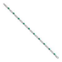 Load image into Gallery viewer, 14k White Gold Complete Diamond and Oval Emerald Infinity Link 7.25 inch Bracelet
