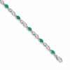 14k White Gold Complete Diamond and Oval Emerald Infinity Link 7.25 inch Bracelet