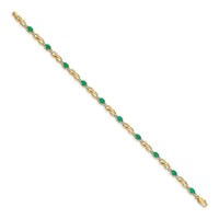 Load image into Gallery viewer, 14k Complete Diamond and Oval Emerald Infinity Link 7.25 inch Bracelet
