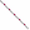 10k White Gold Diamond and Composite Ruby Bracelet