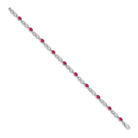 Load image into Gallery viewer, 14k White Gold Complete Diamond and Oval Ruby Infinity Link 7.25 inch Bracelet
