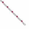 14k White Gold Complete Diamond and Oval Ruby Infinity Link 7.25 inch Bracelet