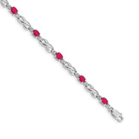 Load image into Gallery viewer, 14k White Gold Complete Diamond and Oval Ruby Infinity Link 7.25 inch Bracelet
