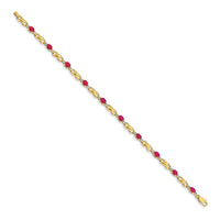 Load image into Gallery viewer, 14k Complete Diamond and Oval Ruby Infinity Link 7.25 inch Bracelet
