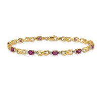 Load image into Gallery viewer, 14k Complete Diamond and Oval Ruby Infinity Link 7.25 inch Bracelet
