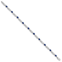 Load image into Gallery viewer, 10k White Gold Diamond and Sapphire Bracelet
