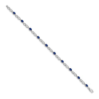 Load image into Gallery viewer, 14k White Gold Complete Diamond and Oval Sapphire Infinity Link 7.25 inch Bracelet
