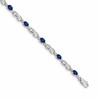 14k White Gold Complete Diamond and Oval Sapphire Infinity Link 7.25 inch Bracelet