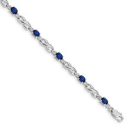 Load image into Gallery viewer, 14k White Gold Complete Diamond and Oval Sapphire Infinity Link 7.25 inch Bracelet
