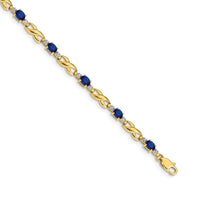 Load image into Gallery viewer, 14k Complete Diamond and Oval Sapphire Infinity Link 7.25 inch Bracelet
