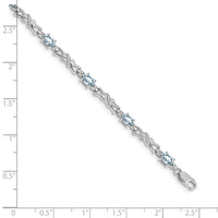 Load image into Gallery viewer, 14k White Gold Complete Diamond and Oval Aquamarine X-design 7.25 inch Bracelet
