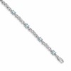 14k White Gold Complete Diamond and Oval Aquamarine X-design 7.25 inch Bracelet
