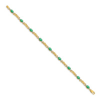 Load image into Gallery viewer, 14k Complete Diamond and Oval Emerald X-design 7.25 inch Bracelet
