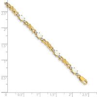 Load image into Gallery viewer, 14k Complete Diamond and Oval Opal X-design 7.25 inch Bracelet
