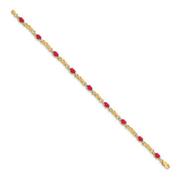 Load image into Gallery viewer, 14k Complete Diamond and Oval Ruby X-design 7.25 inch Bracelet
