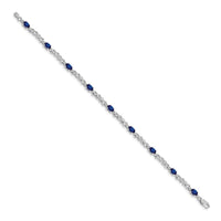 Load image into Gallery viewer, 14k White Gold Complete Diamond and Oval Sapphire X-design 7.25 inch Bracelet

