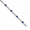 14k White Gold Complete Diamond and Oval Sapphire X-design 7.25 inch Bracelet