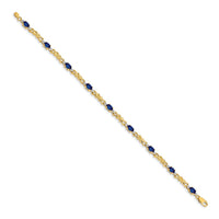 Load image into Gallery viewer, 14k Complete Diamond and Oval Sapphire X-design 7.25 inch Bracelet
