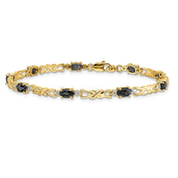 Load image into Gallery viewer, 14k Complete Diamond and Oval Sapphire X-design 7.25 inch Bracelet
