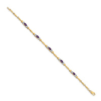 Load image into Gallery viewer, 14k Complete Diamond and Oval Amethyst Heart Design 7 inch Bracelet
