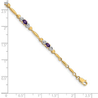 Load image into Gallery viewer, 14k Complete Diamond and Oval Amethyst Heart Design 7 inch Bracelet
