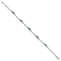 Load image into Gallery viewer, 10k White Gold Diamond and Emerald Bracelet
