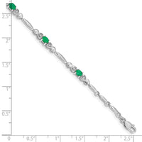 Load image into Gallery viewer, 10k White Gold Diamond and Emerald Bracelet
