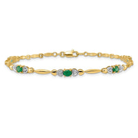 Load image into Gallery viewer, 14k Complete Diamond and Oval Emerald Heart Design 7 inch Bracelet

