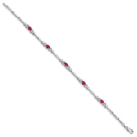 Load image into Gallery viewer, 10k White Gold Diamond and Ruby Bracelet
