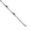14k White Gold Complete Diamond and Oval Ruby Heart Design 7 inch Bracelet