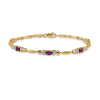 Load image into Gallery viewer, 14k Complete Diamond and Oval Ruby Heart Design 7 inch Bracelet
