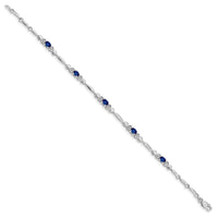 Load image into Gallery viewer, 10k White Gold Diamond and Sapphire Bracelet
