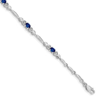 Load image into Gallery viewer, 10k White Gold Diamond and Sapphire Bracelet
