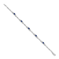 Load image into Gallery viewer, 14k White Gold Complete Diamond and Oval Sapphire Heart Design 7 inch Bracelet
