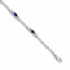 14k White Gold Complete Diamond and Oval Sapphire Heart Design 7 inch Bracelet